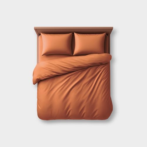 Duvet Cover Set – Chic Lightweight 3-PCs Cover Only Set (No Insert), Breathable Durable Feel Super Soft Comfortable & Cooling Bedding with Zipper Closure, Corner Ties Canyon Sunset