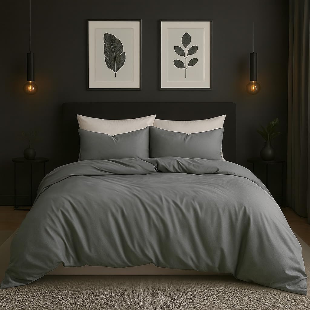 Fitted Sheet – 15'' Deep Pocket Soft Microfiber Mattress Cover, Wrinkle Resistant, Breathable Durable Feel Super Soft Comfortable Sleep & Cooling Bedding, Chic Lightweight Neutral Gray