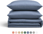 Duvet Cover Set – Chic Lightweight 3-PCs Cover Only Set (No Insert), Breathable Durable Feel Super Soft Comfortable & Cooling Bedding with Zipper Closure, Corner Ties Country Blue