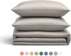 Duvet Cover Set – Chic Lightweight 3-PCs Cover Only Set (No Insert), Breathable Durable Feel Super Soft Comfortable & Cooling Bedding with Zipper Closure, Corner Ties Dove