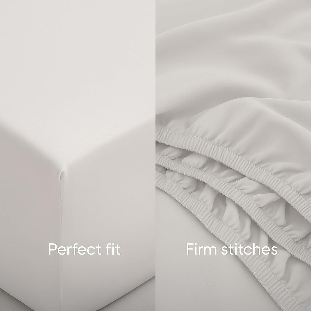 Fitted Sheet – 15'' Deep Pocket Soft Microfiber Mattress Cover, Wrinkle Resistant, Breathable Durable Feel Super Soft Comfortable Sleep & Cooling Bedding, Chic Lightweight Bright White