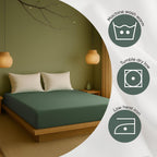 Fitted Sheet  – 15'' Deep Pocket Soft Microfiber Mattress Cover, Wrinkle Resistant, Breathable Durable Feel Super Soft Comfortable Sleep & Cooling Bedding, Chic Lightweight Dark Ivy