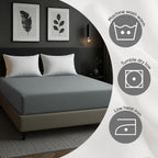 Fitted Sheet – 15'' Deep Pocket Soft Microfiber Mattress Cover, Wrinkle Resistant, Breathable Durable Feel Super Soft Comfortable Sleep & Cooling Bedding, Chic Lightweight Neutral Gray