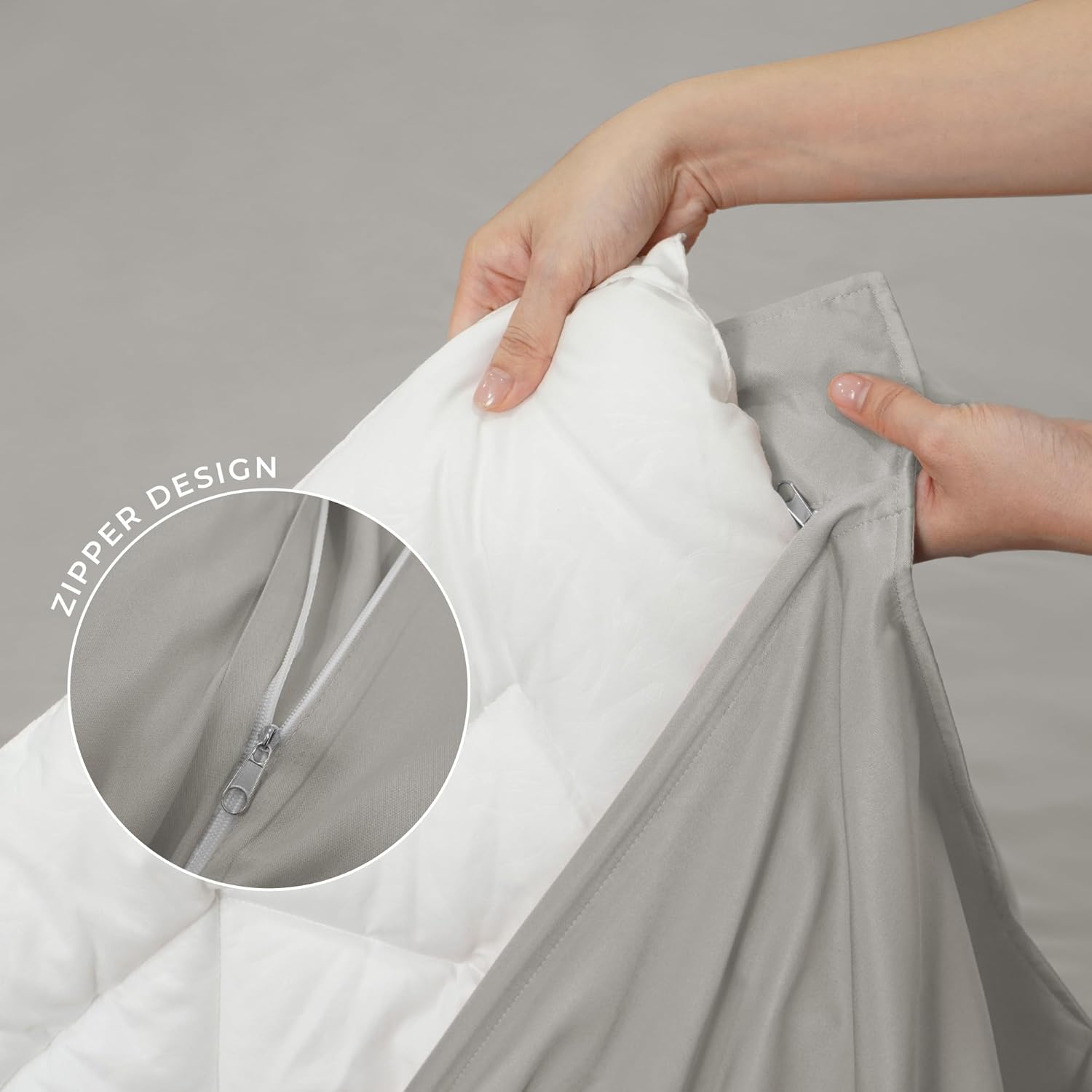 Duvet Cover Set – Chic Lightweight 3-PCs Cover Only Set (No Insert), Breathable Durable Feel Super Soft Comfortable & Cooling Bedding with Zipper Closure, Corner Ties Dove