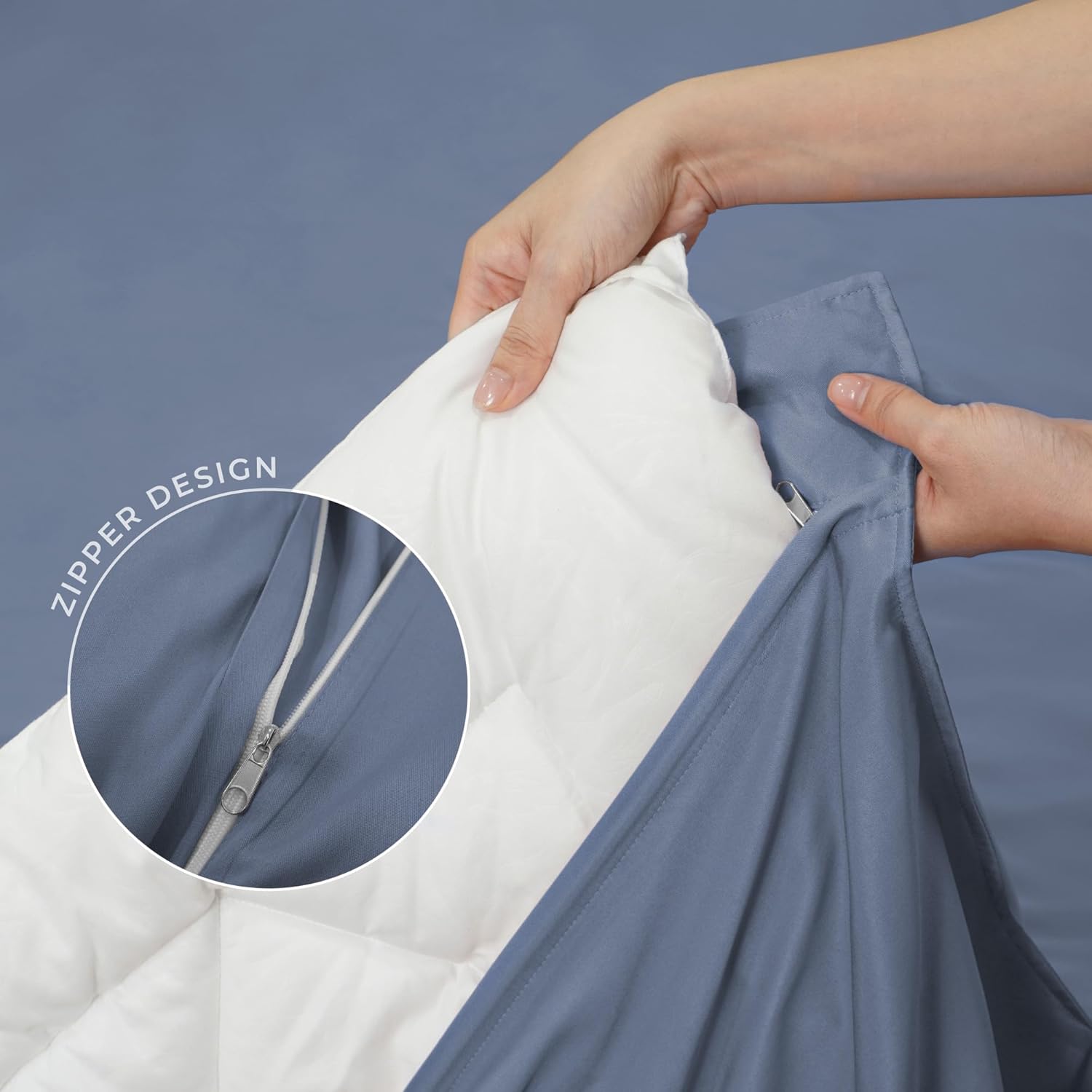Duvet Cover Set – Chic Lightweight 3-PCs Cover Only Set (No Insert), Breathable Durable Feel Super Soft Comfortable & Cooling Bedding with Zipper Closure, Corner Ties Country Blue