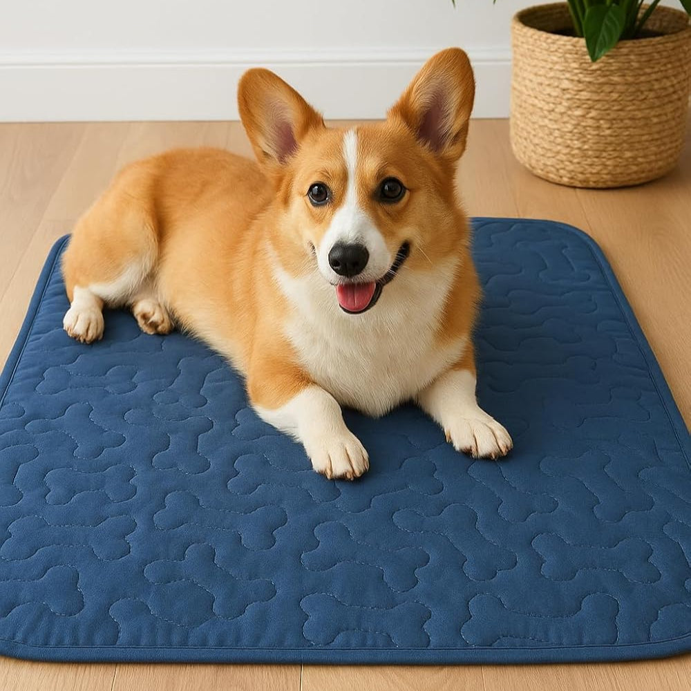 Handcrafted Pet Mat – Washable Dog & Cat Pad with Non-Slip Bottom, Soft Absorbent Crate Mat & Reusable Quilted Design for Cozy Resting, Travel & Home - Light Gray