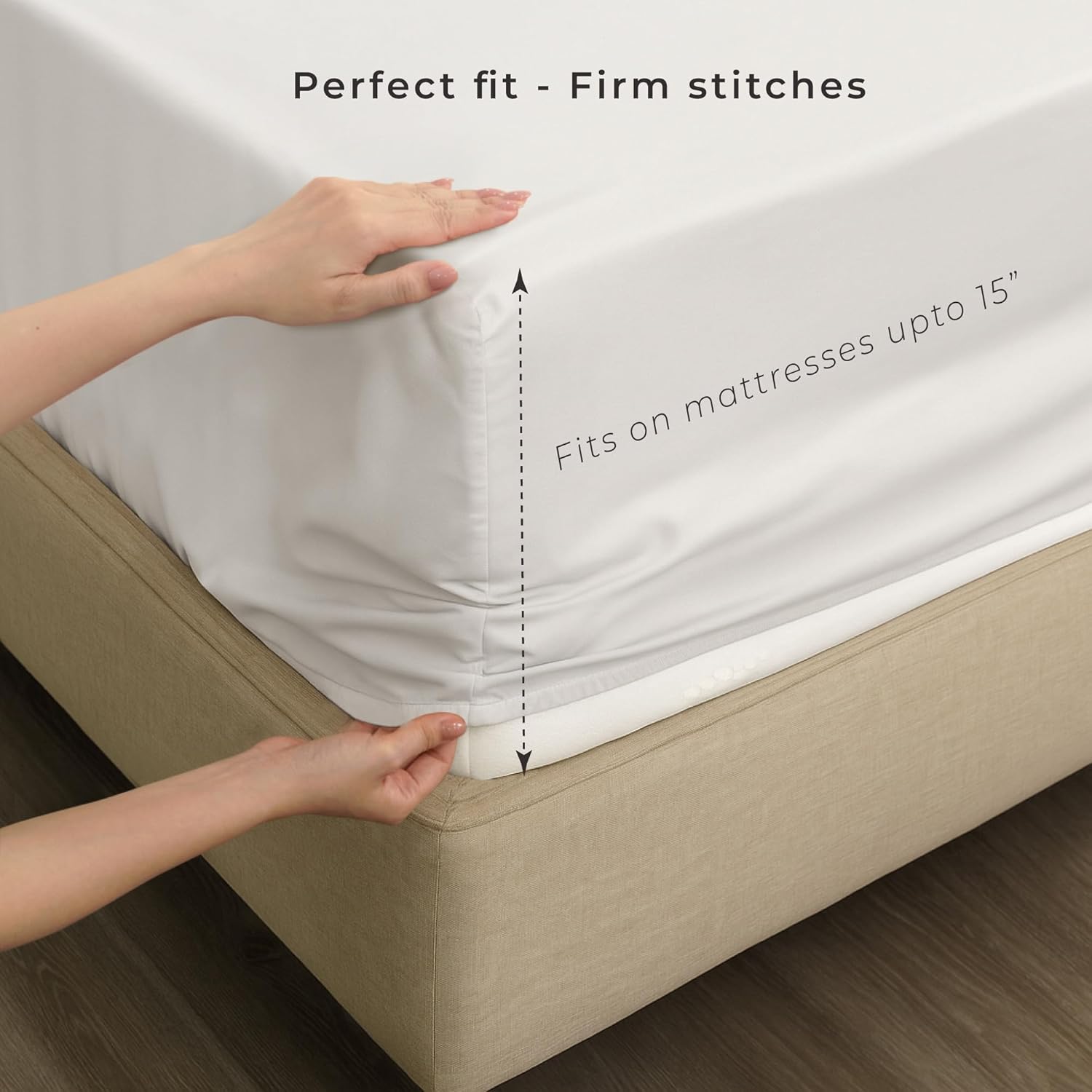 Fitted Sheet – 15'' Deep Pocket Soft Microfiber Mattress Cover, Wrinkle Resistant, Breathable Durable Feel Super Soft Comfortable Sleep & Cooling Bedding, Chic Lightweight Bright White