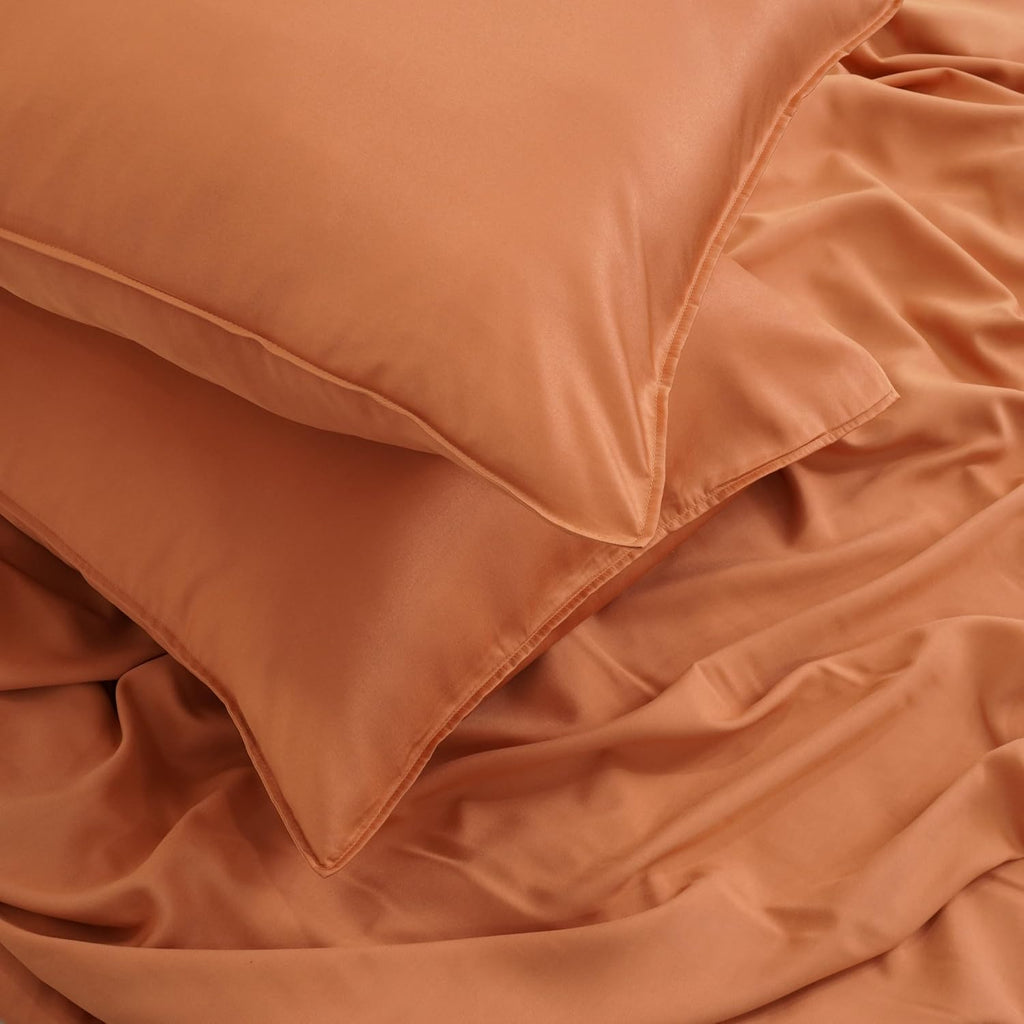 Duvet Cover Set – Chic Lightweight 3-PCs Cover Only Set (No Insert), Breathable Durable Feel Super Soft Comfortable & Cooling Bedding with Zipper Closure, Corner Ties Canyon Sunset