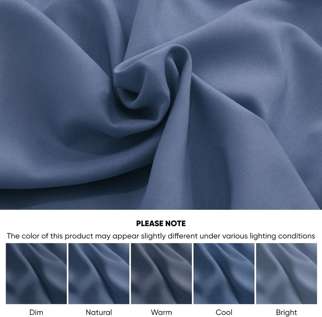 Duvet Cover Set – Chic Lightweight 3-PCs Cover Only Set (No Insert), Breathable Durable Feel Super Soft Comfortable & Cooling Bedding with Zipper Closure, Corner Ties Country Blue