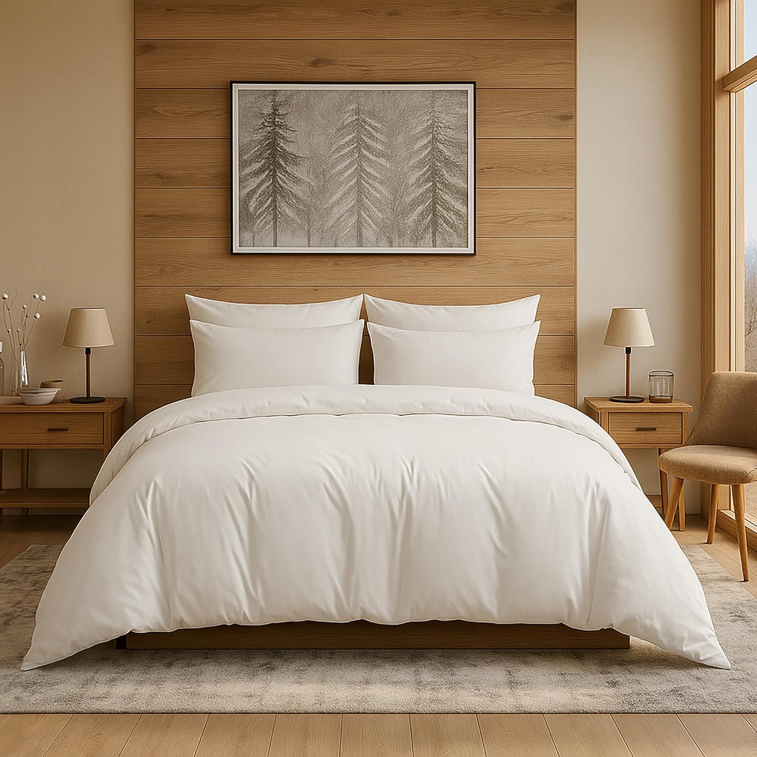 Fitted Sheet – 15'' Deep Pocket Soft Microfiber Mattress Cover, Wrinkle Resistant, Breathable Durable Feel Super Soft Comfortable Sleep & Cooling Bedding, Chic Lightweight Bright White