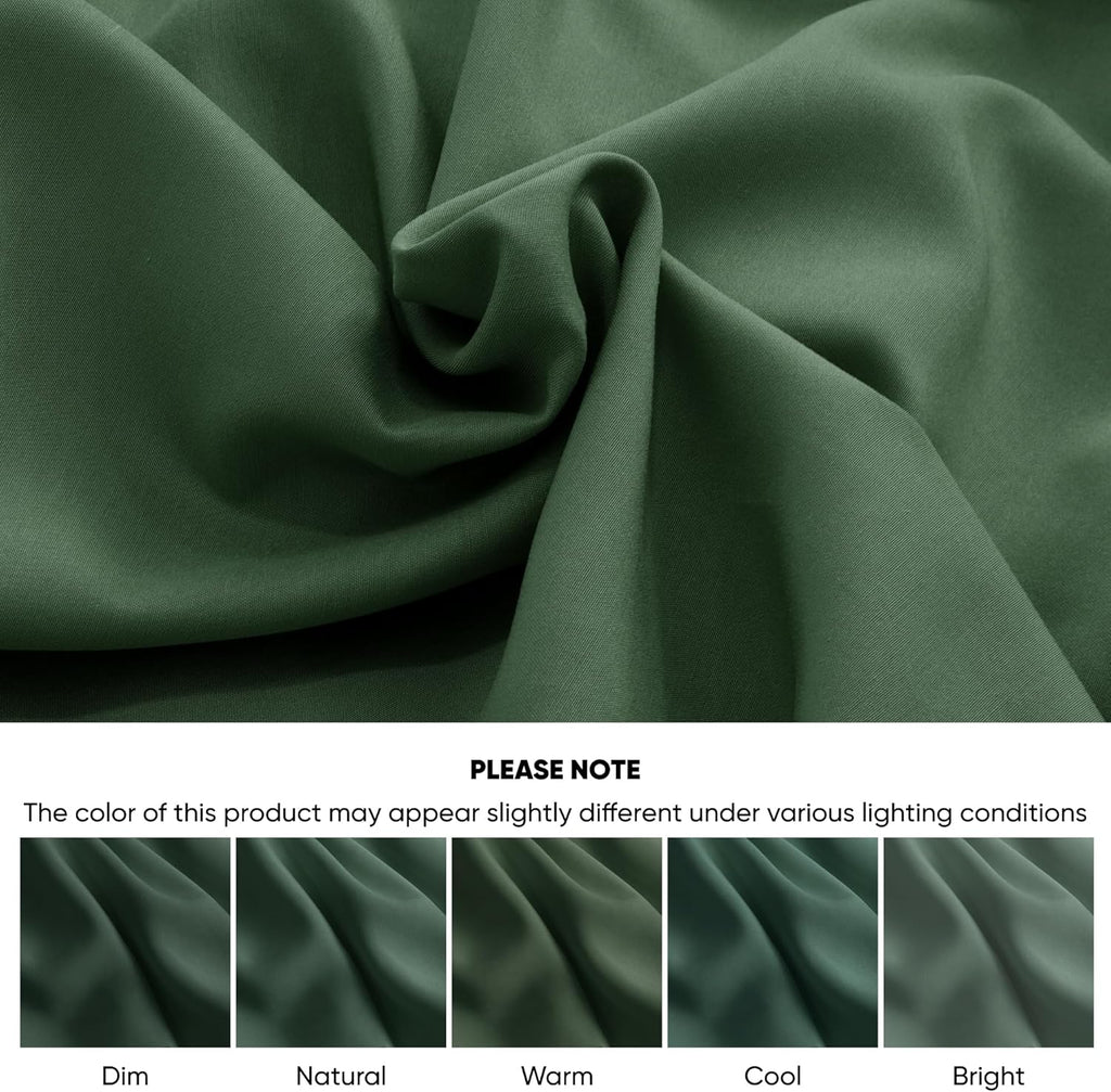 Fitted Sheet  – 15'' Deep Pocket Soft Microfiber Mattress Cover, Wrinkle Resistant, Breathable Durable Feel Super Soft Comfortable Sleep & Cooling Bedding, Chic Lightweight Dark Ivy