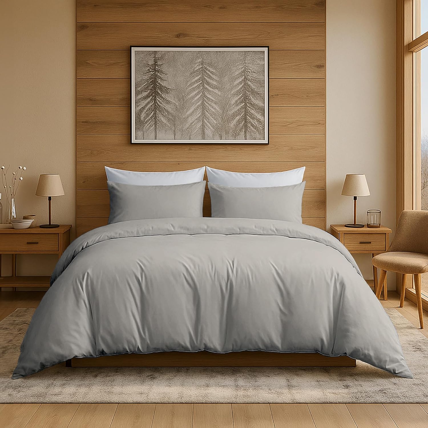 Duvet Cover Set – Chic Lightweight 3-PCs Cover Only Set (No Insert), Breathable Durable Feel Super Soft Comfortable & Cooling Bedding with Zipper Closure, Corner Ties Dove