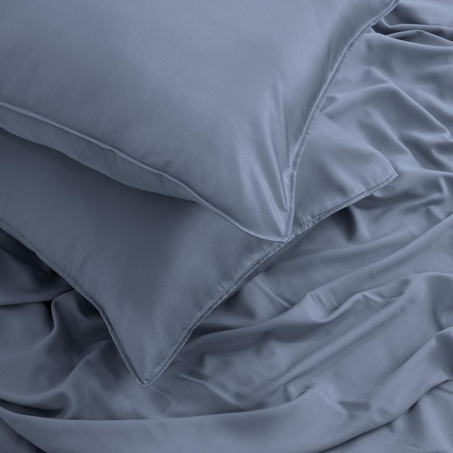 Duvet Cover Set – Chic Lightweight 3-PCs Cover Only Set (No Insert), Breathable Durable Feel Super Soft Comfortable & Cooling Bedding with Zipper Closure, Corner Ties Country Blue
