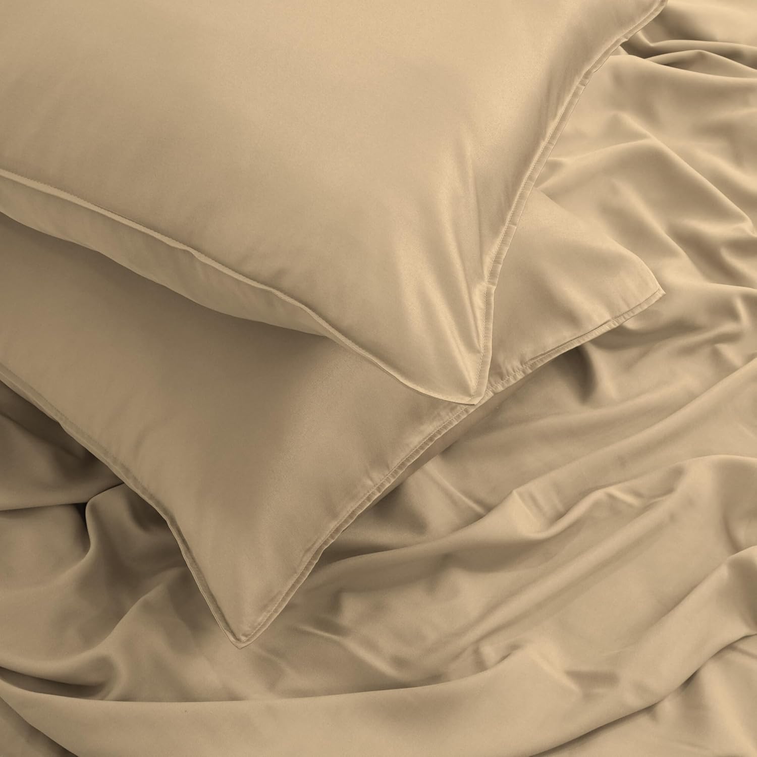 Duvet Cover Set – Chic Lightweight 3-PCs Cover Only Set (No Insert), Breathable Durable Feel Super Soft Comfortable & Cooling Bedding with Zipper Closure, Corner Ties Beige