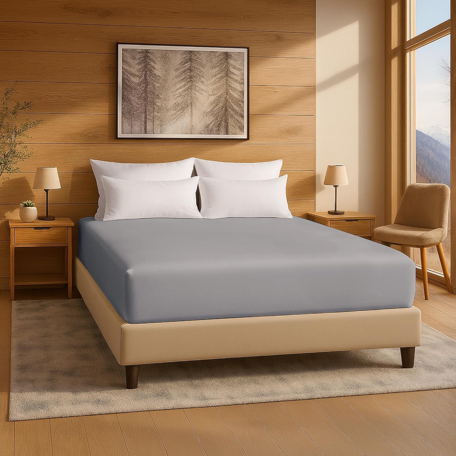 Fitted Sheet – 15'' Deep Pocket Soft Microfiber Mattress Cover, Wrinkle Resistant, Breathable Durable Feel Super Soft Comfortable Sleep & Cooling Bedding, Chic Lightweight Dove