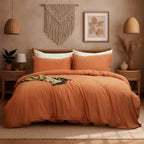 Duvet Cover Set – Chic Lightweight 3-PCs Cover Only Set (No Insert), Breathable Durable Feel Super Soft Comfortable & Cooling Bedding with Zipper Closure, Corner Ties Canyon Sunset