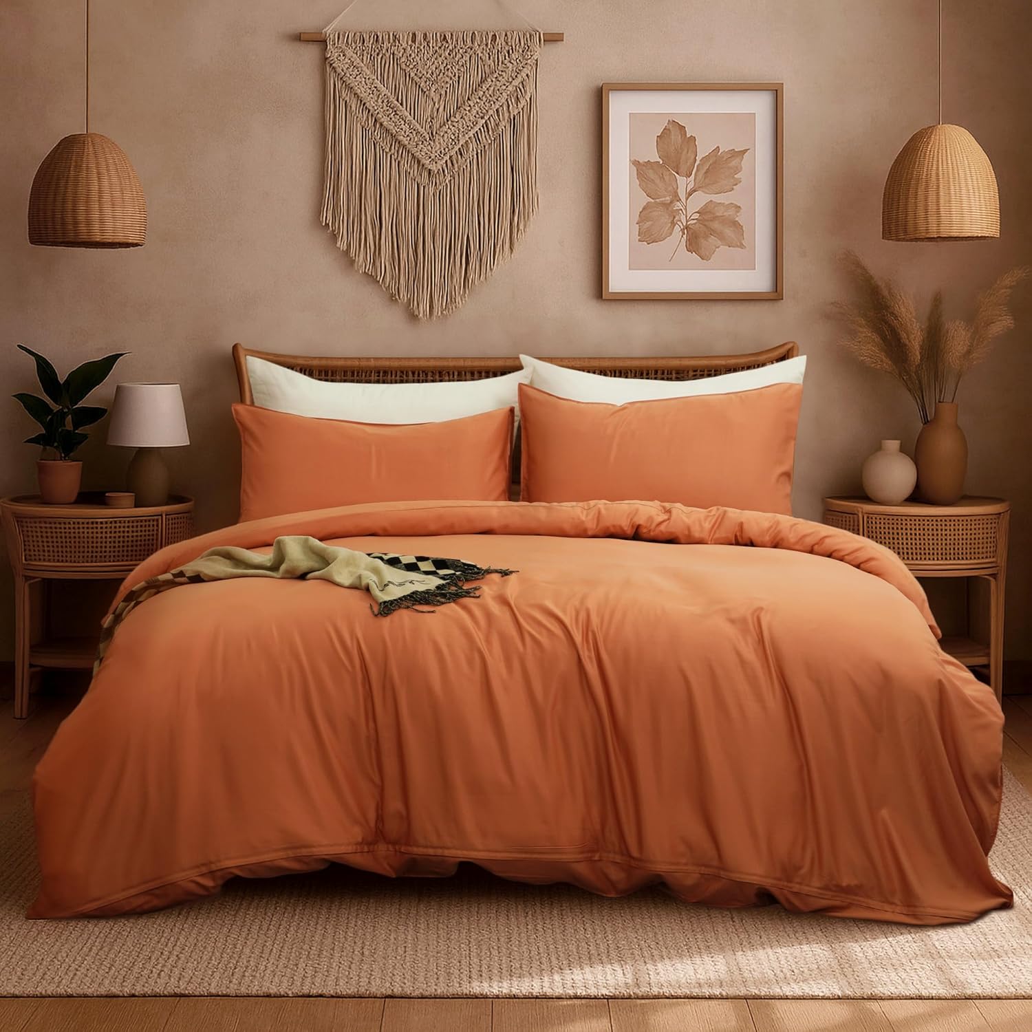 Duvet Cover Set – Chic Lightweight 3-PCs Cover Only Set (No Insert), Breathable Durable Feel Super Soft Comfortable & Cooling Bedding with Zipper Closure, Corner Ties Canyon Sunset