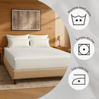 Fitted Sheet – 15'' Deep Pocket Soft Microfiber Mattress Cover, Wrinkle Resistant, Breathable Durable Feel Super Soft Comfortable Sleep & Cooling Bedding, Chic Lightweight Bright White