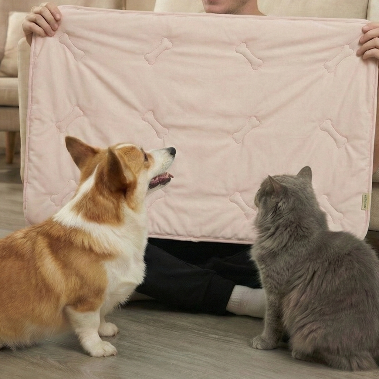 Pet Cooling Mat, 41" x 28.5" Self-Cooling Pad for Dogs or Cats, Soft Breathable, Pet-Safe, Portable & Durable Pet Mat for Crate, Trunk, Camping, Outdoors, Machine Washable, Blush Pink